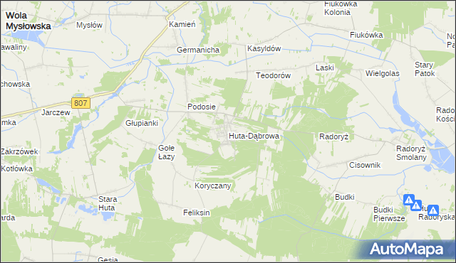 mapa Huta-Dąbrowa, Huta-Dąbrowa na mapie Targeo