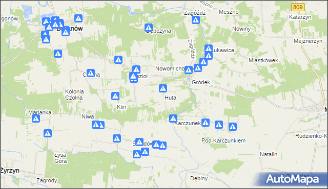 mapa Huta gmina Baranów, Huta gmina Baranów na mapie Targeo