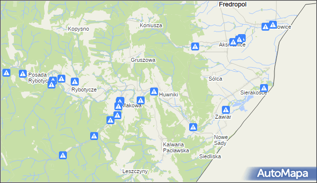 mapa Huwniki, Huwniki na mapie Targeo