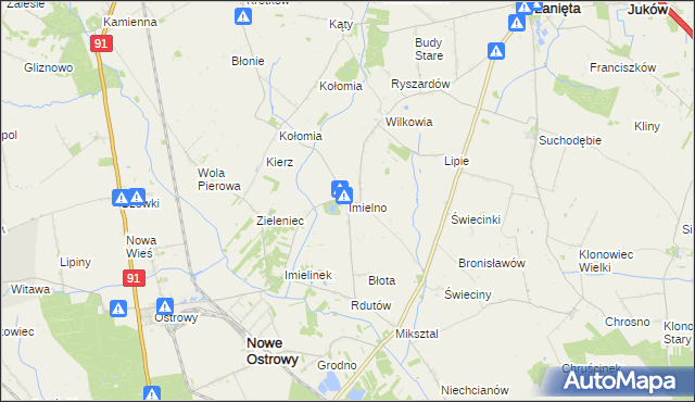 mapa Imielno gmina Nowe Ostrowy, Imielno gmina Nowe Ostrowy na mapie Targeo