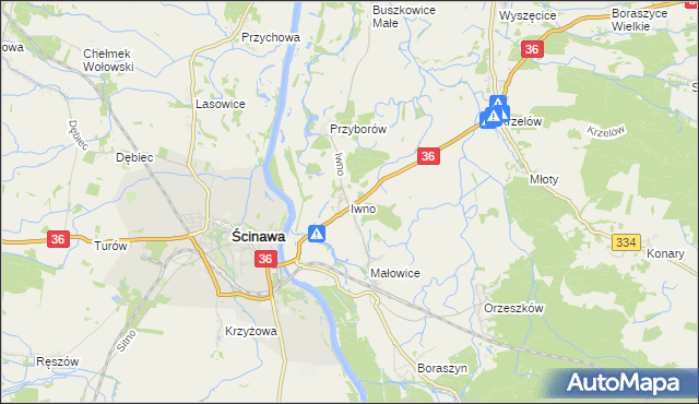 mapa Iwno gmina Wińsko, Iwno gmina Wińsko na mapie Targeo