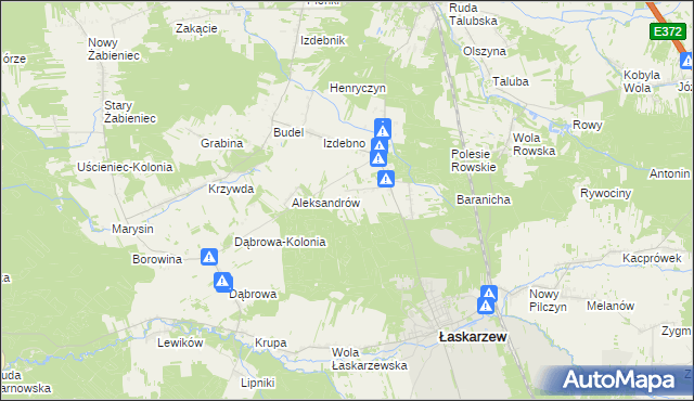 mapa Izdebno-Kolonia gmina Łaskarzew, Izdebno-Kolonia gmina Łaskarzew na mapie Targeo