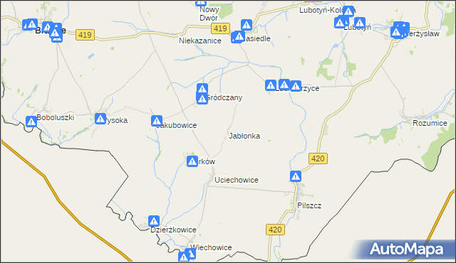 mapa Jabłonka gmina Branice, Jabłonka gmina Branice na mapie Targeo
