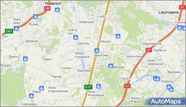 mapa Jabłonowo gmina Lesznowola, Jabłonowo gmina Lesznowola na mapie Targeo