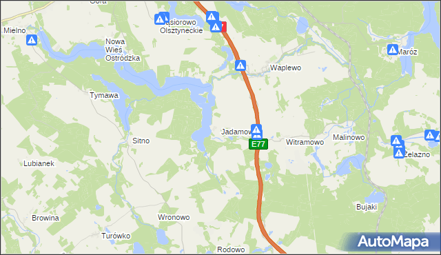 mapa Jadamowo, Jadamowo na mapie Targeo