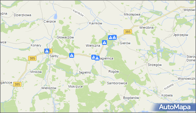 mapa Jagielnica, Jagielnica na mapie Targeo