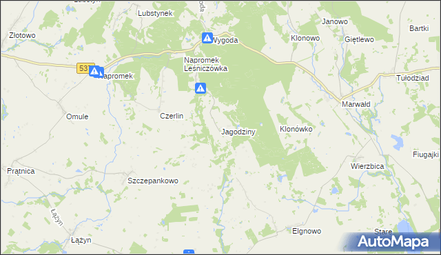 mapa Jagodziny, Jagodziny na mapie Targeo