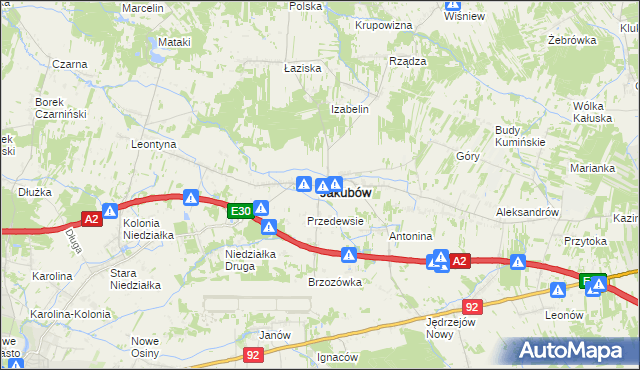 mapa Jakubów powiat miński, Jakubów powiat miński na mapie Targeo