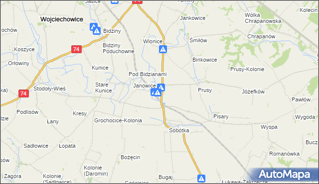mapa Jakubowice gmina Ożarów, Jakubowice gmina Ożarów na mapie Targeo
