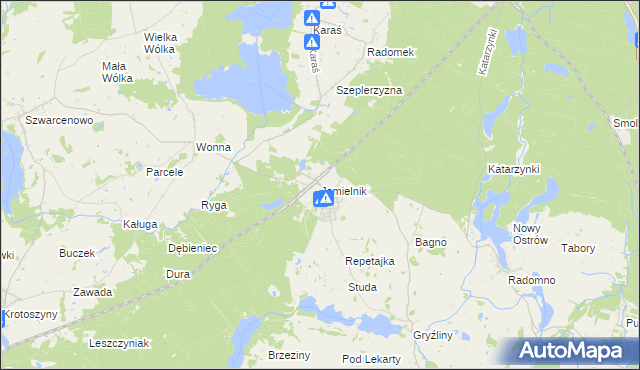 mapa Jamielnik gmina Nowe Miasto Lubawskie, Jamielnik gmina Nowe Miasto Lubawskie na mapie Targeo