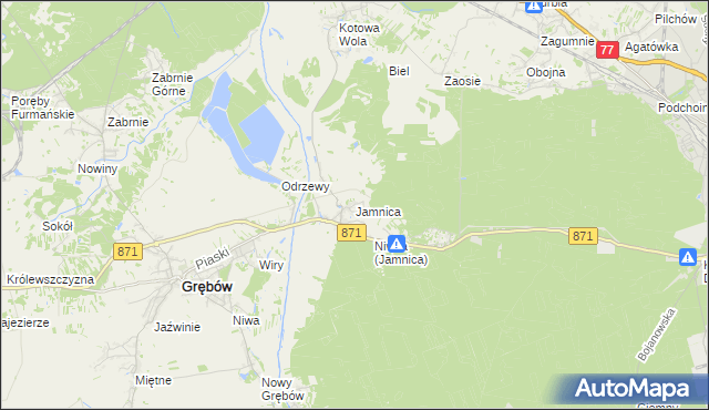 mapa Jamnica gmina Grębów, Jamnica gmina Grębów na mapie Targeo