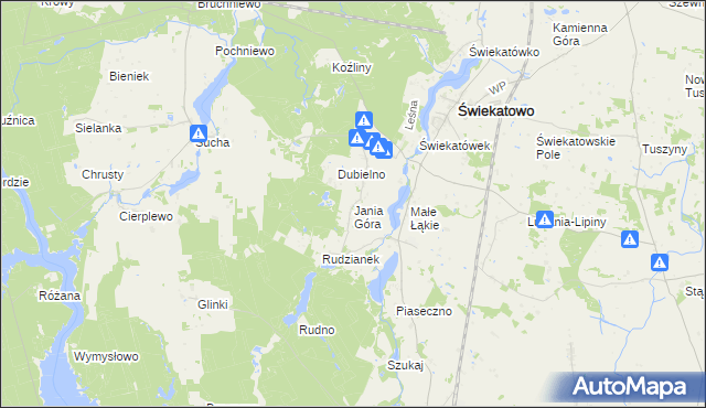 mapa Jania Góra gmina Świekatowo, Jania Góra gmina Świekatowo na mapie Targeo