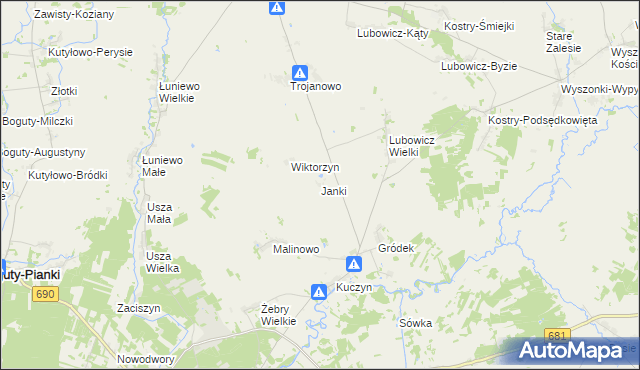 mapa Janki gmina Klukowo, Janki gmina Klukowo na mapie Targeo