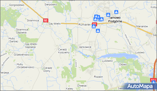 mapa Jankowice gmina Tarnowo Podgórne, Jankowice gmina Tarnowo Podgórne na mapie Targeo