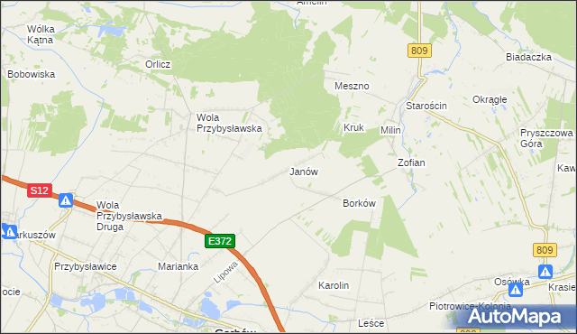 mapa Janów gmina Garbów, Janów gmina Garbów na mapie Targeo