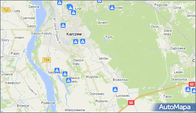mapa Janów gmina Karczew, Janów gmina Karczew na mapie Targeo