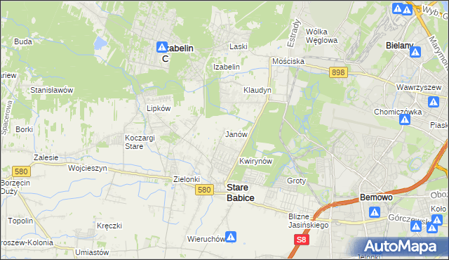 mapa Janów gmina Stare Babice, Janów gmina Stare Babice na mapie Targeo