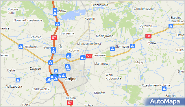 mapa Janówek gmina Grójec, Janówek gmina Grójec na mapie Targeo