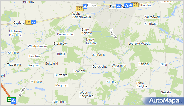 mapa Janówek gmina Żelechów, Janówek gmina Żelechów na mapie Targeo