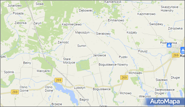 mapa Janowice gmina Babiak, Janowice gmina Babiak na mapie Targeo