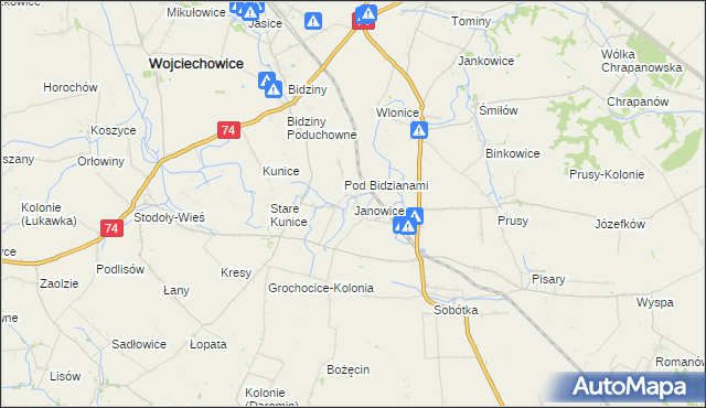 mapa Janowice gmina Ożarów, Janowice gmina Ożarów na mapie Targeo