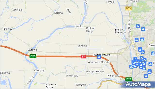 mapa Janowo gmina Elbląg, Janowo gmina Elbląg na mapie Targeo