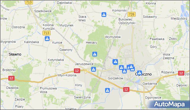 mapa Januszewice Gajówka, Januszewice Gajówka na mapie Targeo