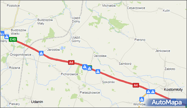 mapa Jarosław gmina Udanin, Jarosław gmina Udanin na mapie Targeo