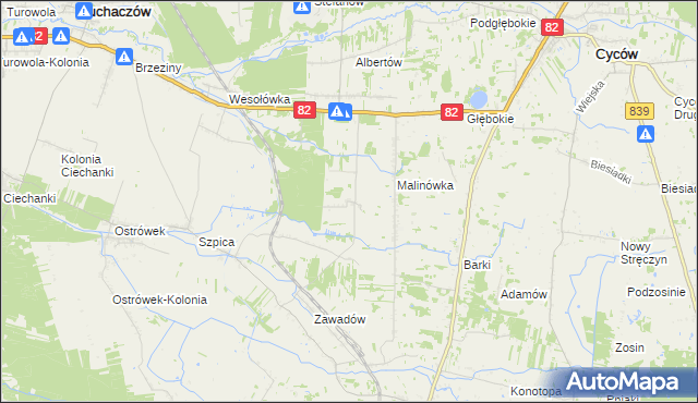 mapa Jasieniec gmina Puchaczów, Jasieniec gmina Puchaczów na mapie Targeo