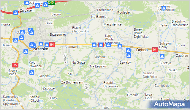 mapa Jastew, Jastew na mapie Targeo