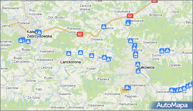 mapa Jastrzębia gmina Lanckorona, Jastrzębia gmina Lanckorona na mapie Targeo