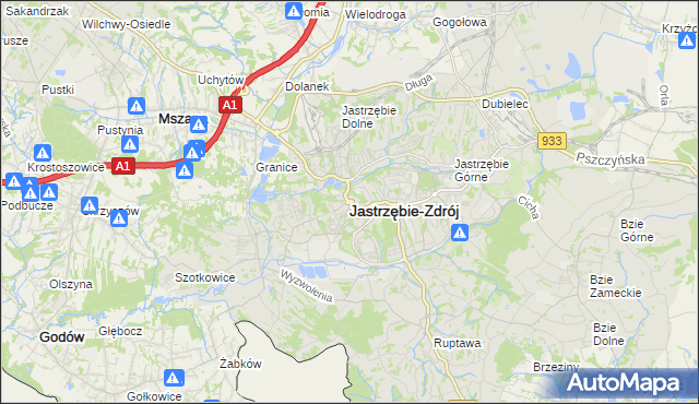mapa Jastrzębie-Zdrój, Jastrzębie-Zdrój na mapie Targeo