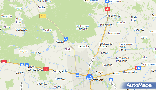 mapa Jedlanka gmina Zwoleń, Jedlanka gmina Zwoleń na mapie Targeo