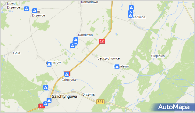 mapa Jędrzychowice gmina Szlichtyngowa, Jędrzychowice gmina Szlichtyngowa na mapie Targeo
