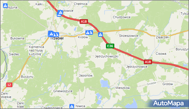 mapa Jędrzychowiczki, Jędrzychowiczki na mapie Targeo