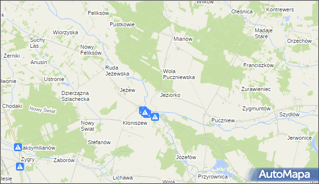 mapa Jeziorko gmina Lutomiersk, Jeziorko gmina Lutomiersk na mapie Targeo