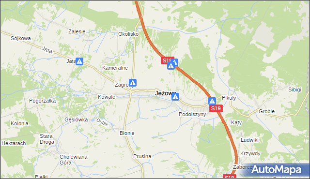 mapa Jeżowe, Jeżowe na mapie Targeo