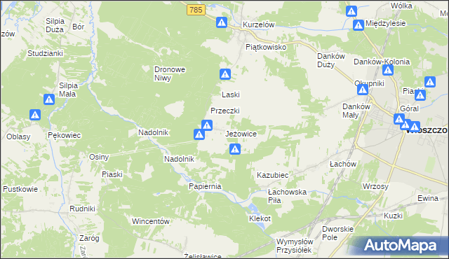 mapa Jeżowice, Jeżowice na mapie Targeo