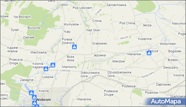 mapa Jeżówka gmina Wolbrom, Jeżówka gmina Wolbrom na mapie Targeo