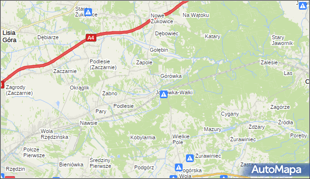 mapa Jodłówka-Wałki, Jodłówka-Wałki na mapie Targeo