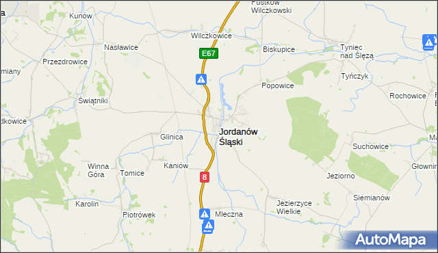 mapa Jordanów Śląski, Jordanów Śląski na mapie Targeo