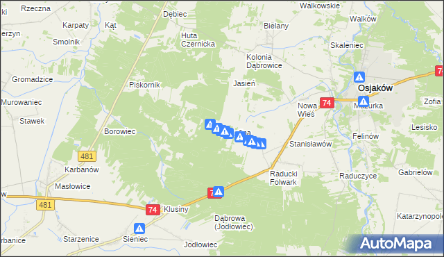 mapa Józefina gmina Osjaków, Józefina gmina Osjaków na mapie Targeo