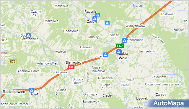 mapa Józefina gmina Żabia Wola, Józefina gmina Żabia Wola na mapie Targeo