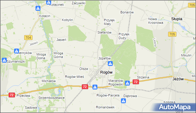 mapa Józefów gmina Rogów, Józefów gmina Rogów na mapie Targeo