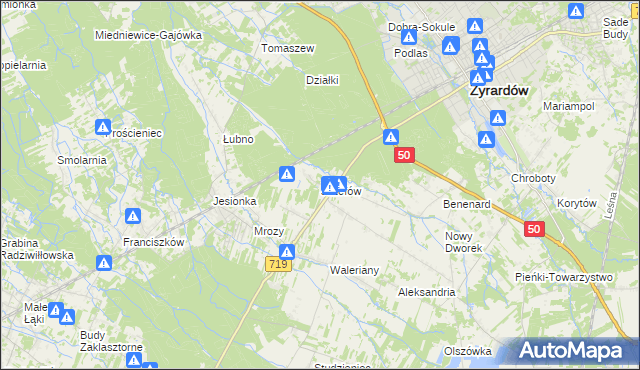 mapa Józefów gmina Wiskitki, Józefów gmina Wiskitki na mapie Targeo