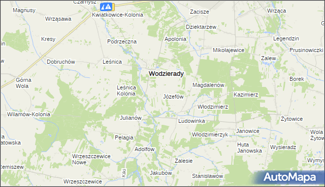 mapa Józefów gmina Wodzierady, Józefów gmina Wodzierady na mapie Targeo