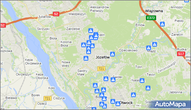 mapa Józefów powiat otwocki, Józefów powiat otwocki na mapie Targeo