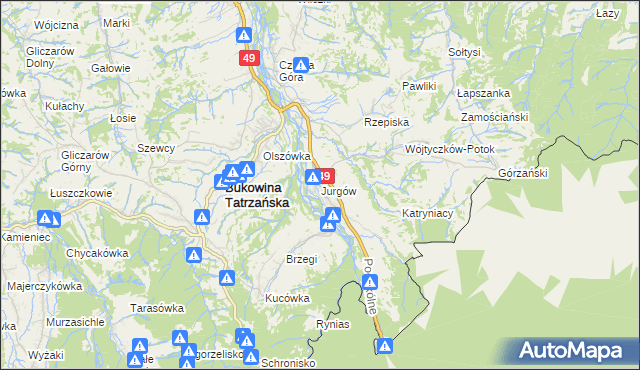mapa Jurgów, Jurgów na mapie Targeo