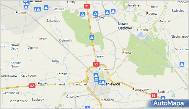 mapa Kajew gmina Krośniewice, Kajew gmina Krośniewice na mapie Targeo