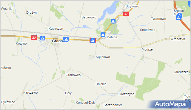 mapa Kąkolewo gmina Granowo, Kąkolewo gmina Granowo na mapie Targeo